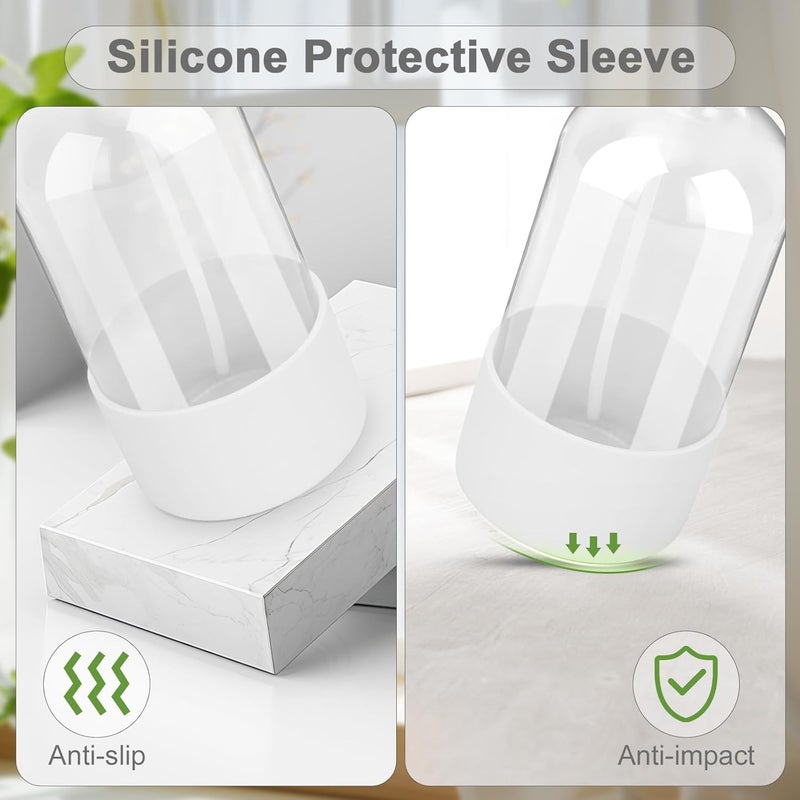 Worldgsb 2 Pack Glass Spray Bottles with Silicone Sleeve, 16 oz Empty Refillable Containers with Adjustable Spray Nozzles, Spray Bottles for Hair, Cleaning Solutions and Plants White - Image 5